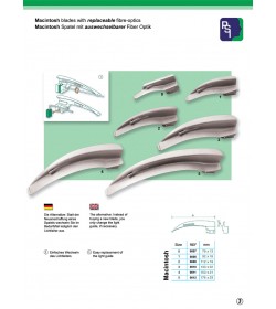 Macintosh blades with replaceable fibre-optic.